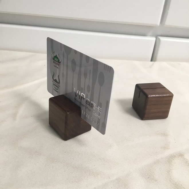 Custom Mini Walnut Photo Cube Display Table Number Stand,Place Card Holders for Name Tag Picture Reserved Sign Food Labels Menu