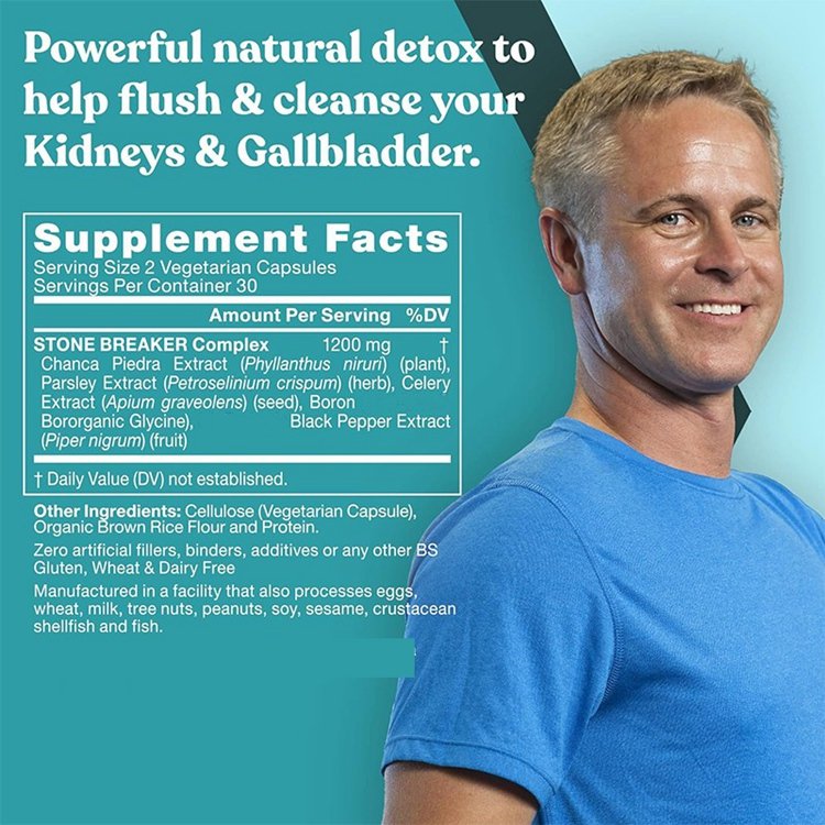 120 Vegetarian Soft Capsules with Celery Seed Extract Stone Breaker Chanca Piedra Dissolver Kidney Cleanse & Gallbladder Formula
