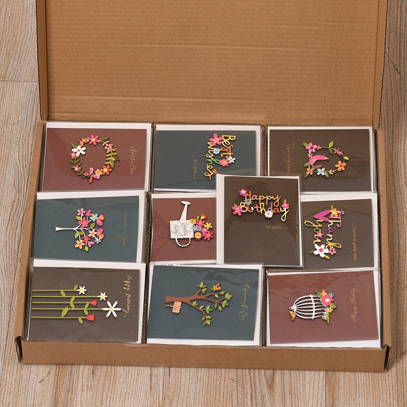 Custom insert card wooden sign chips greeting card wood carving patch unique blessing wedding birthday universal thank you card