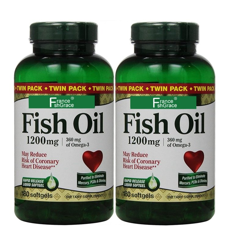 Twin Pack Omega-3 Fish Oil 180 Softgels Dietary Supplement Uquid Softgel May Reduce Risk Of Coronary Heart Disease