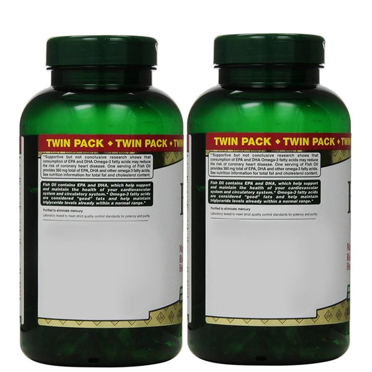 Twin Pack Omega-3 Fish Oil 180 Softgels Dietary Supplement Uquid Softgel May Reduce Risk Of Coronary Heart Disease