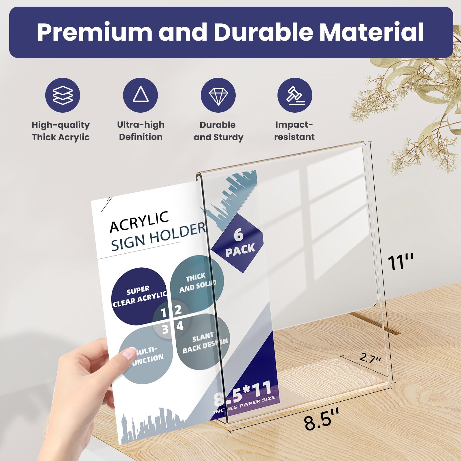 Custom Horizontal Type L Shaped A4 A5 A6 Size Table Acrylic Clear Acrylic Menu Sign Table Place Card Stand