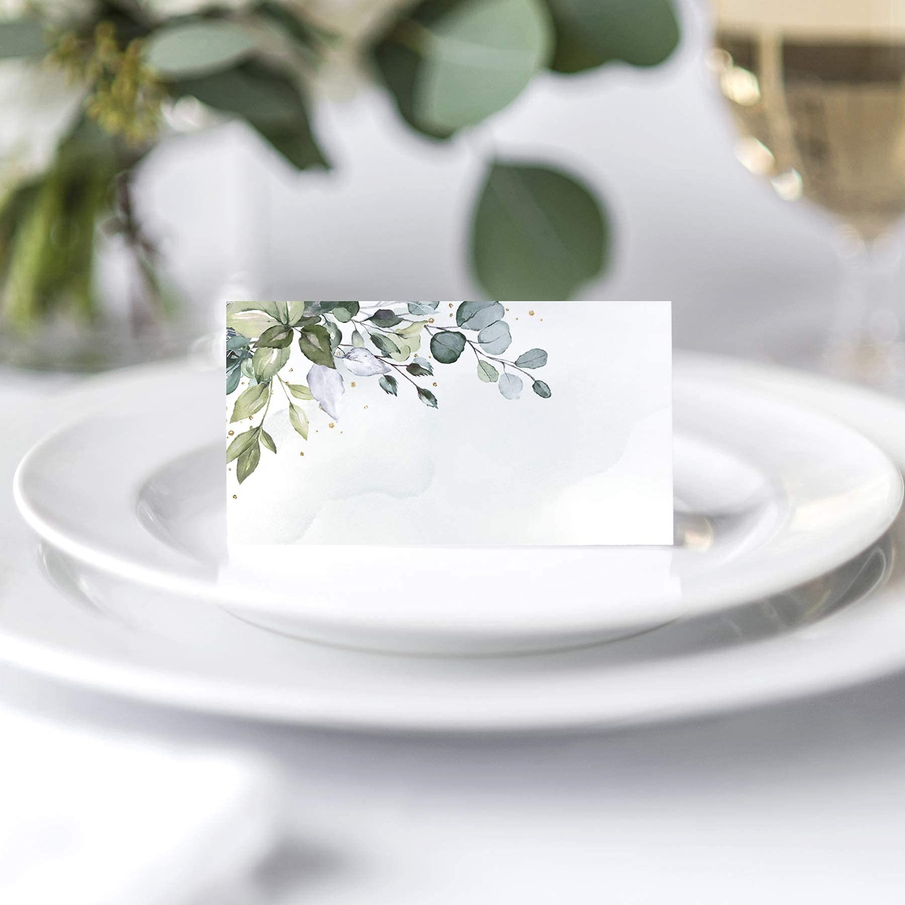 Ready to ship in stock, Blank Greenery Watercolor Place Cards for Wedding or Party, Seating Place Cards for Tables
