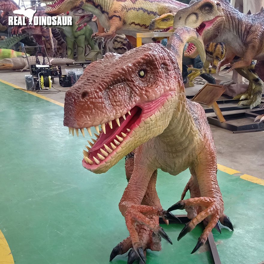 Dinosaur Park Amusement Velociraptor Statue