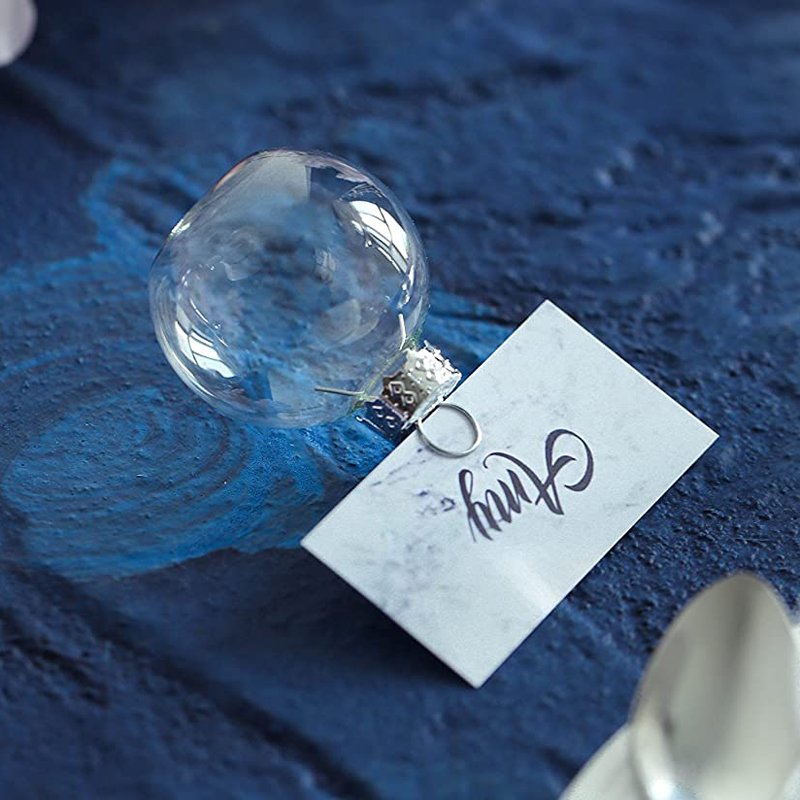 Dia6cm Clear Glass Flat Bauble Ball Place Name Card Holder For Table