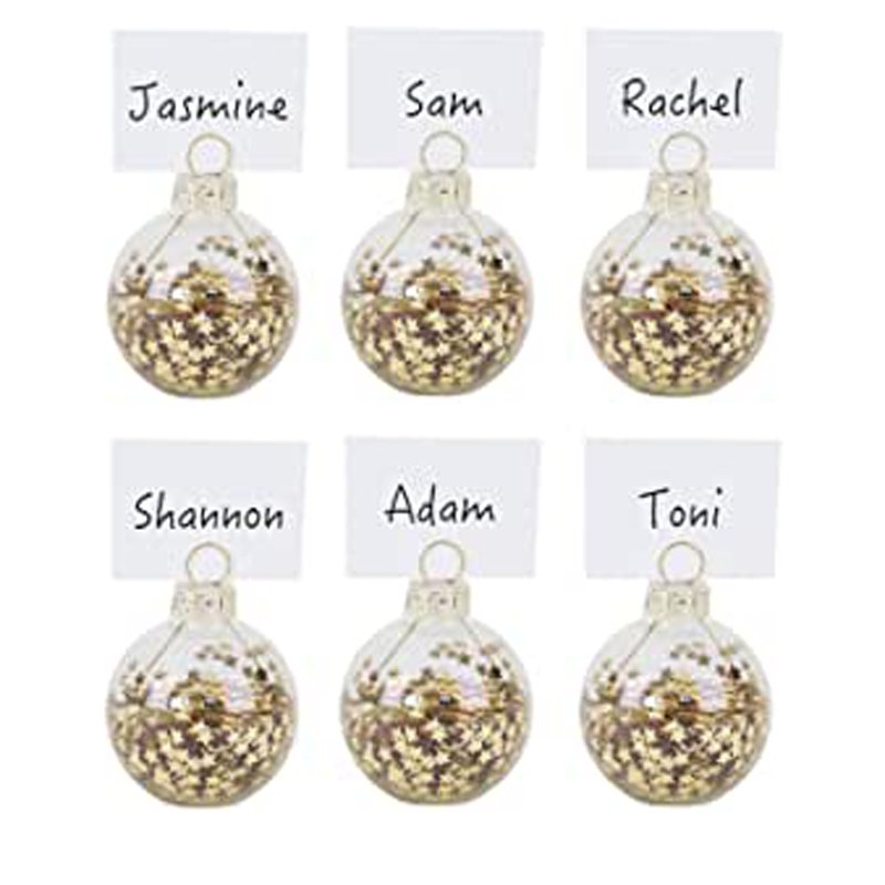 Dia6cm Clear Glass Flat Bauble Ball Place Name Card Holder For Table