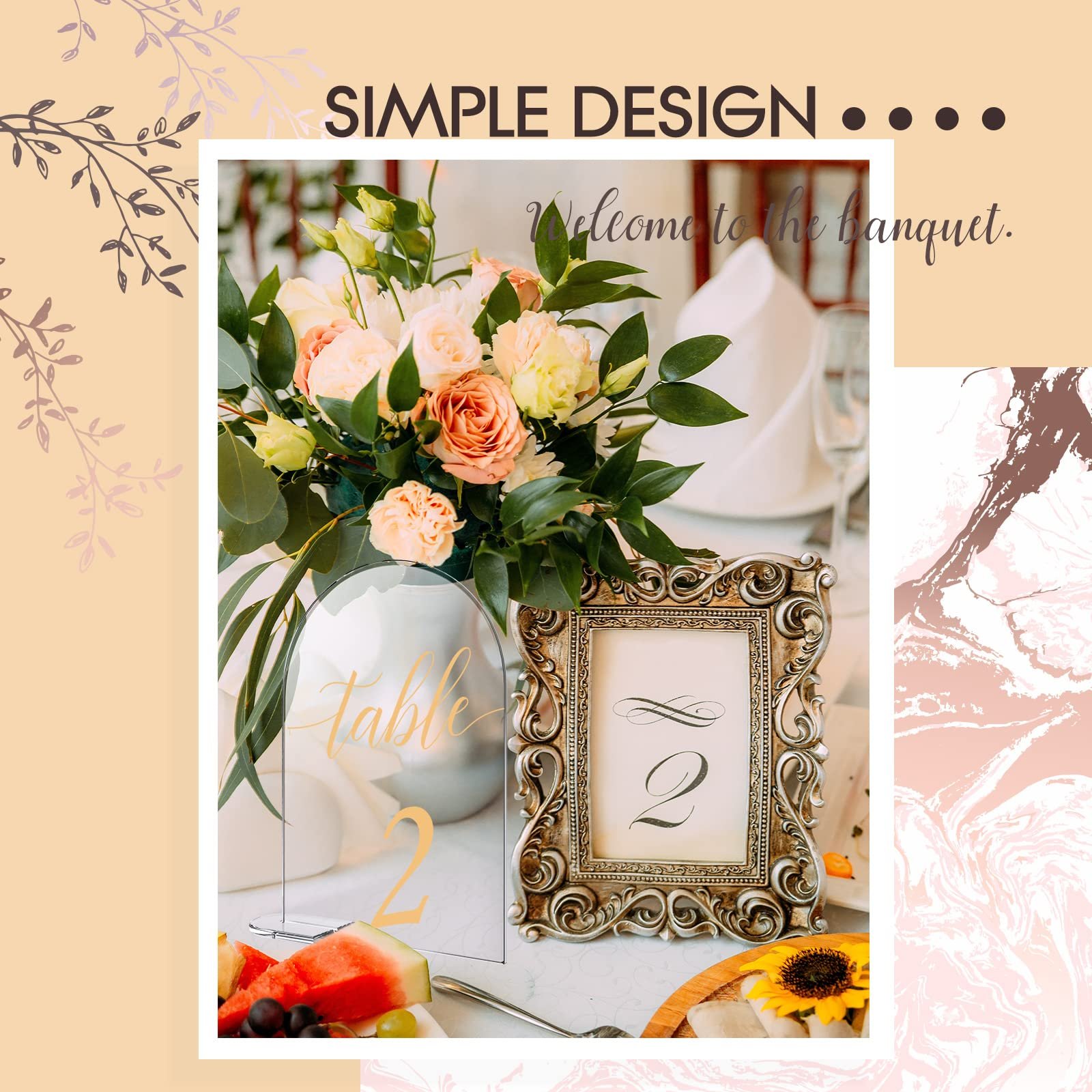Factory wholesale Clear 1-30 Gold Printed events party supplies Acrylic Arch Tabletop Sign with Holder for wedding centerpieces