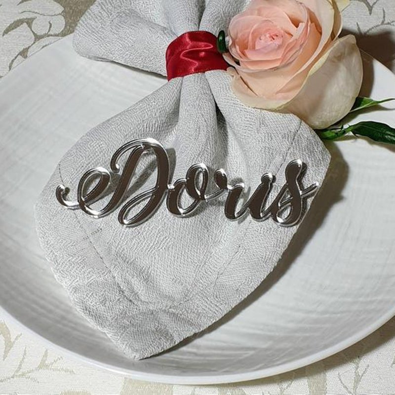 Personalized Laser Cut Acrylic Names Gold Acrylic Place Cards Name Settings Tags Wedding Party Table Signs