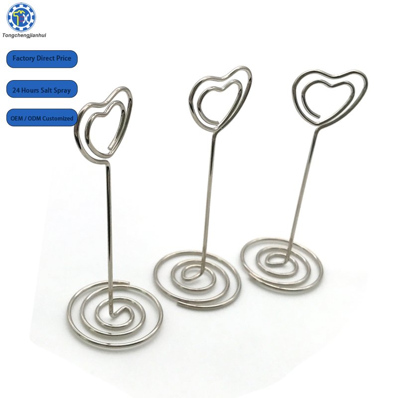 Table Decoration Stainless Steel Heart Shape Memo Clip Holder Place Card Table Number Stand For Sale