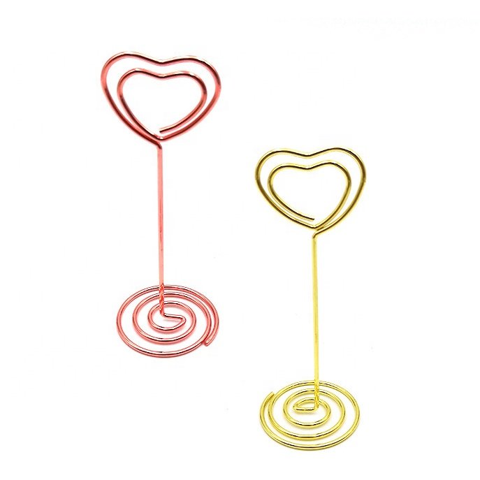 Table Decoration Stainless Steel Heart Shape Memo Clip Holder Place Card Table Number Stand For Sale