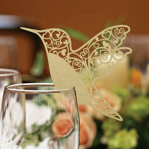 Islamic wedding stationery favors laser cut name place cards for wine glass