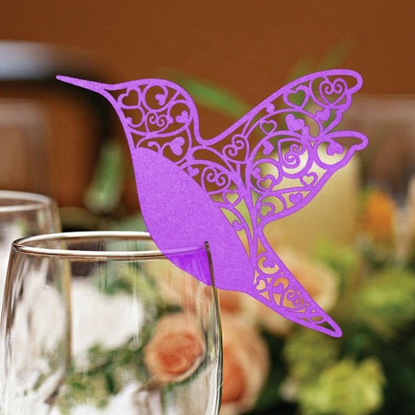 Islamic wedding stationery favors laser cut name place cards for wine glass