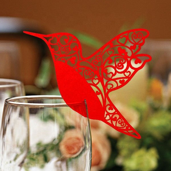Islamic wedding stationery favors laser cut name place cards for wine glass