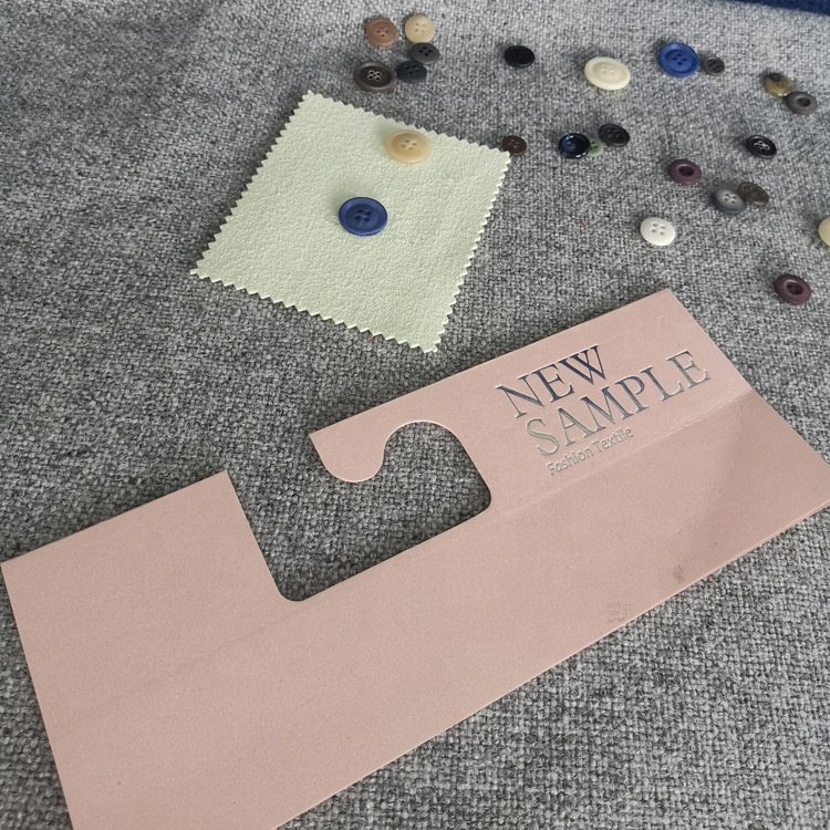 Wholesale Custom Logo Recycled Swatches Fabric Sample Cardboard Display Hanger Tag Header Cards