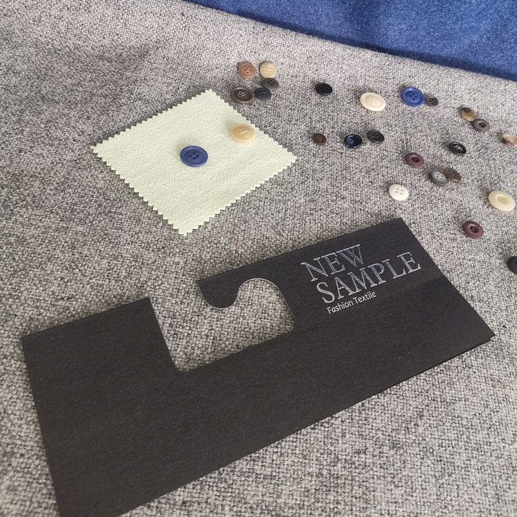 Wholesale Custom Logo Recycled Swatches Fabric Sample Cardboard Display Hanger Tag Header Cards