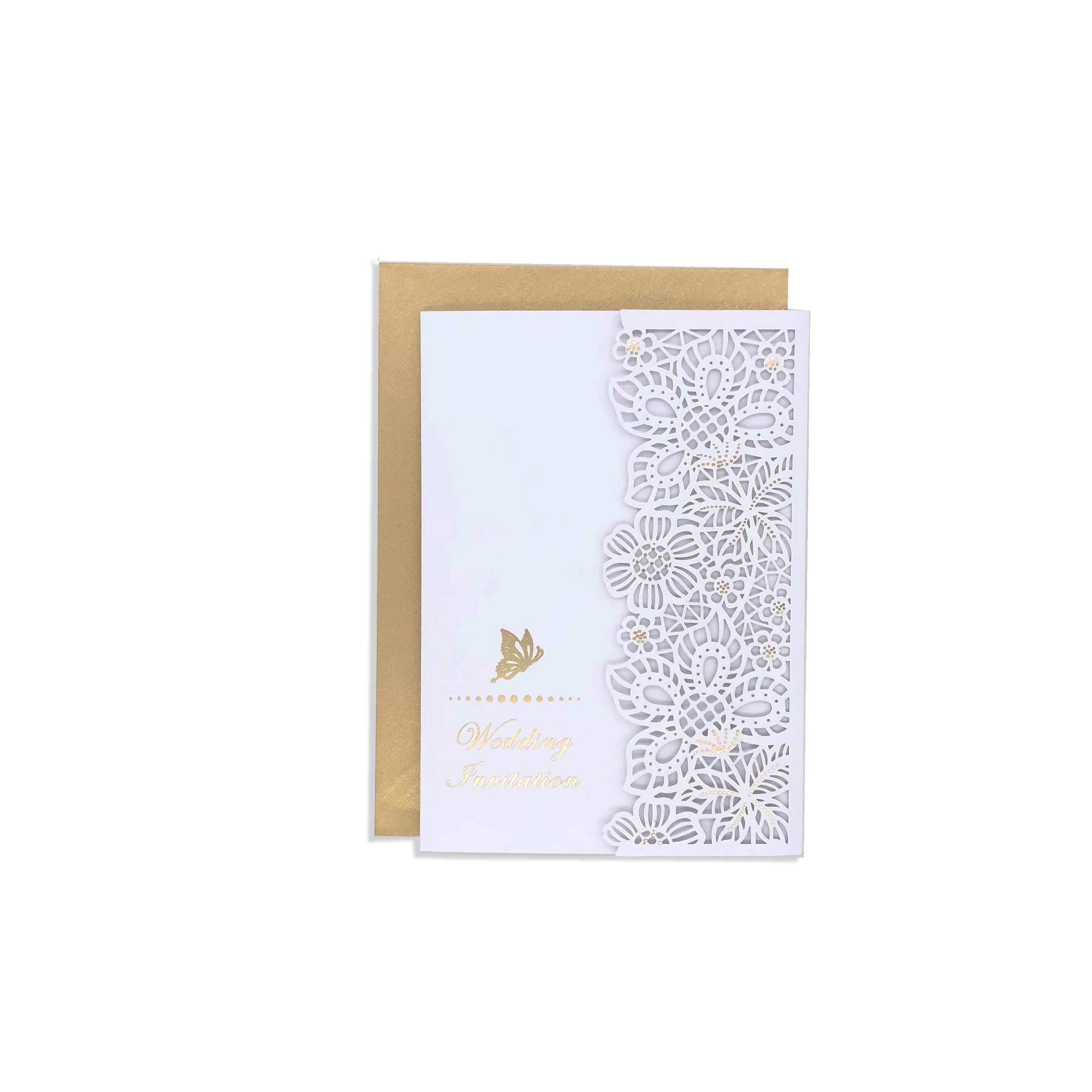 Personalized matte uncoated paper laser cut wedding place cards luxury invitation 3 fold card wedding invitation