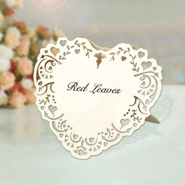 Wedding cutting heart shape design table numbers stands holder wholesale place card holder for wedding party table decoration