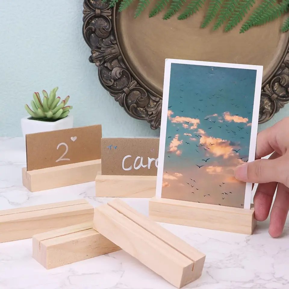 Holder Wood Sign Table Card Holder Postcard Photo Picture Display Stand Wooden Menu Card Holder