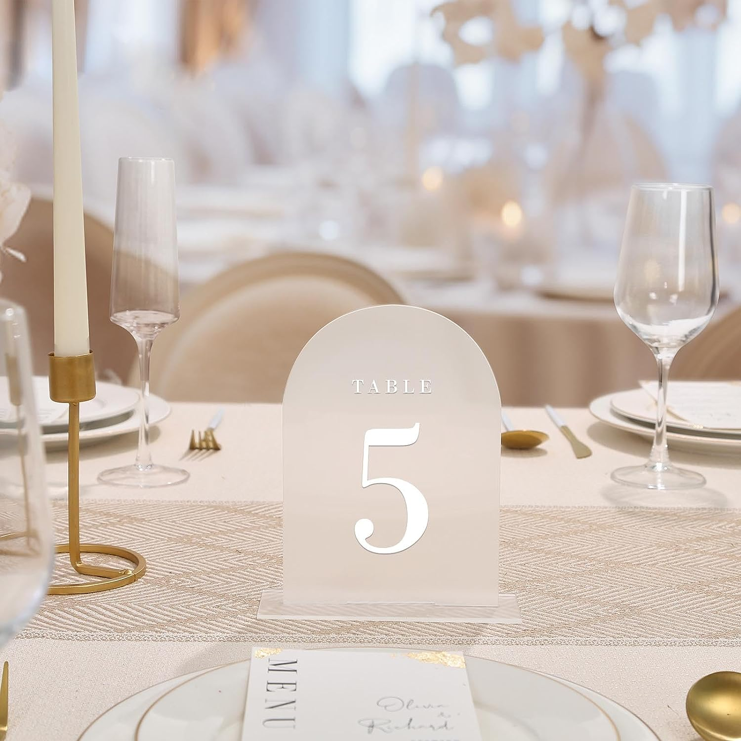 Wholesale plexiglass table holder number luxury acrylic arch mirror wedding centerpieces Place Cards Table Numbers