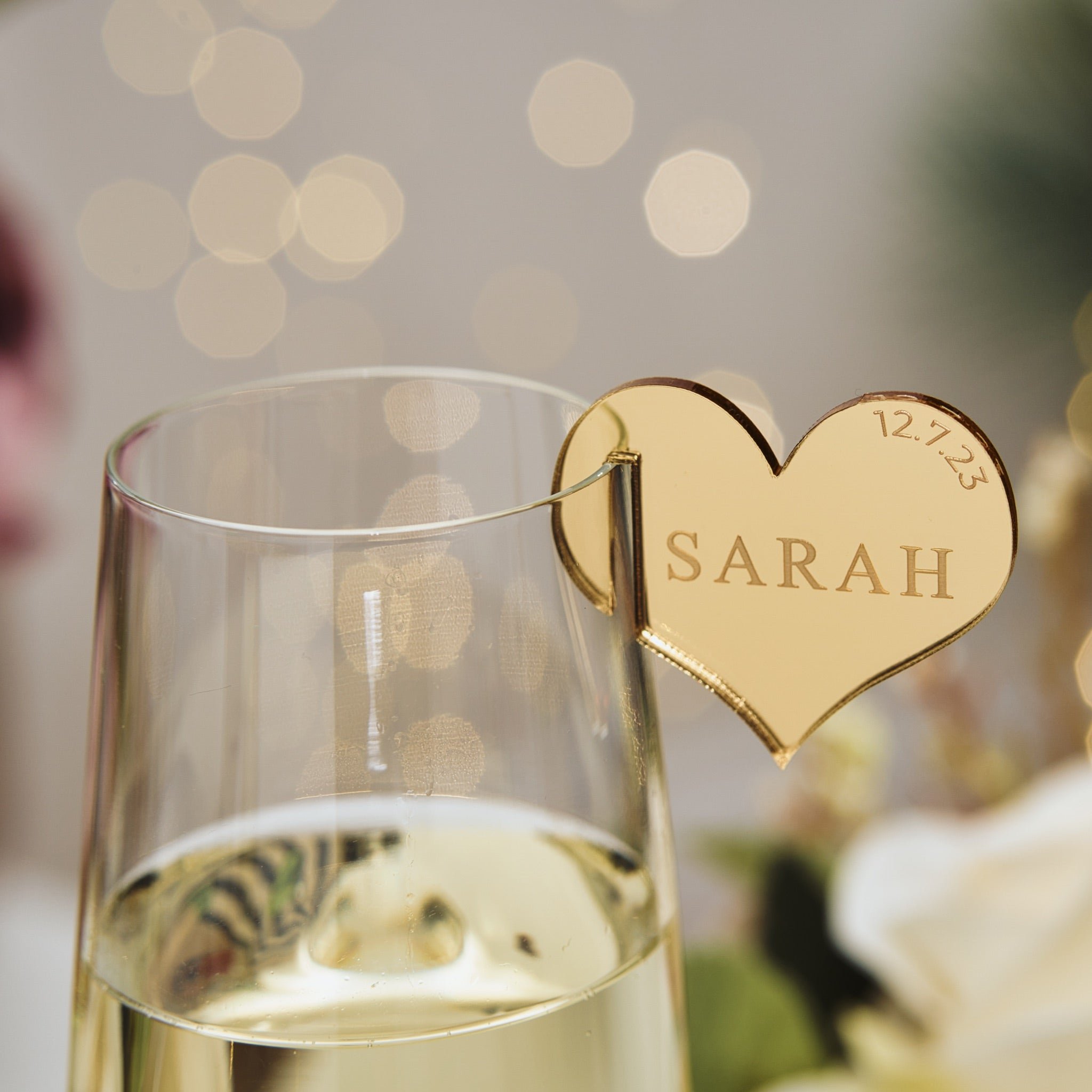 Custom Mirror Acrylic Drink Glass Tags Wedding Name Place Card Charm Table Party Favor Name Card Table Number Heart Leaf Shaped