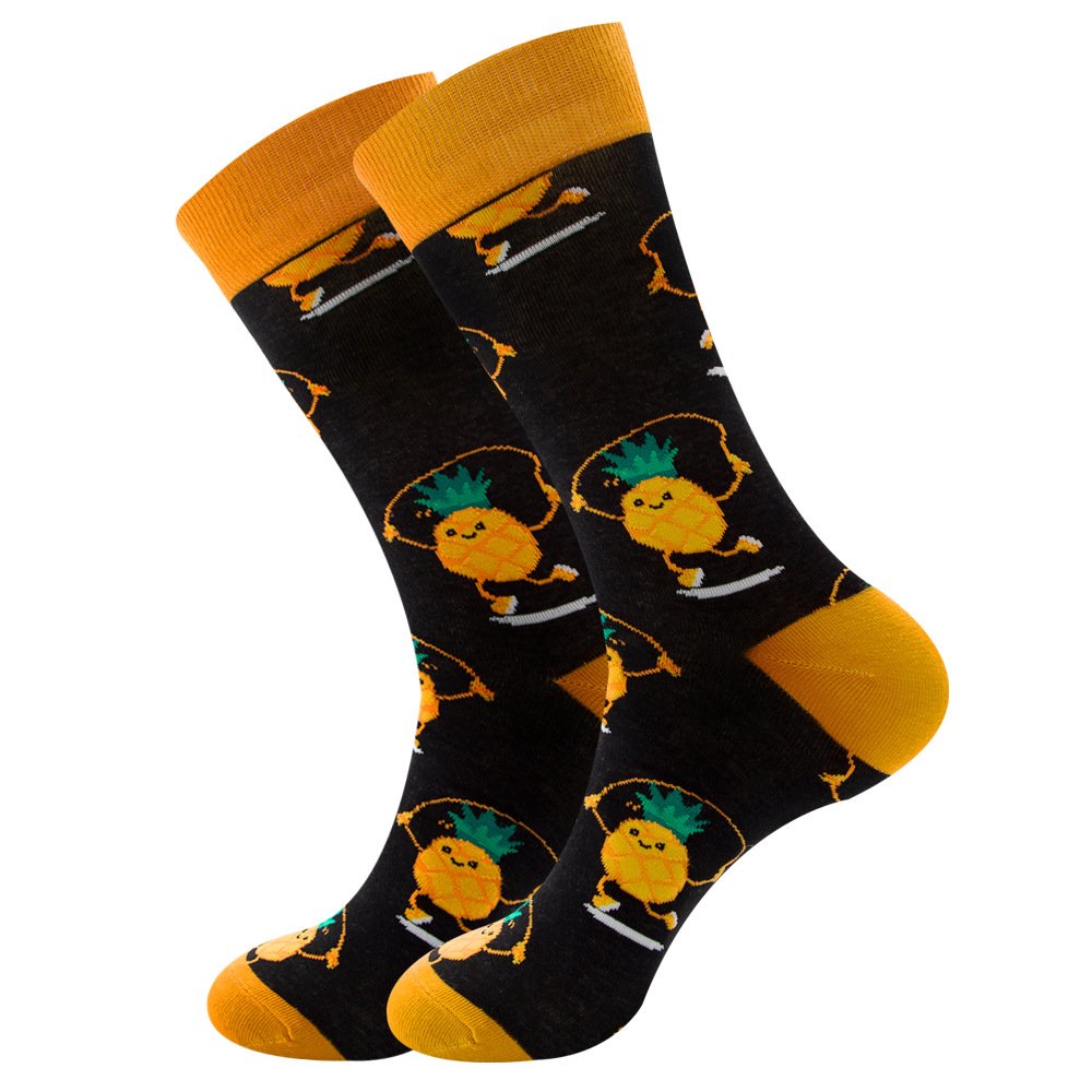 New Arrival Cartoon Cute Custom Logo Unisex Knitted Jacquard Fruit Funny Socks