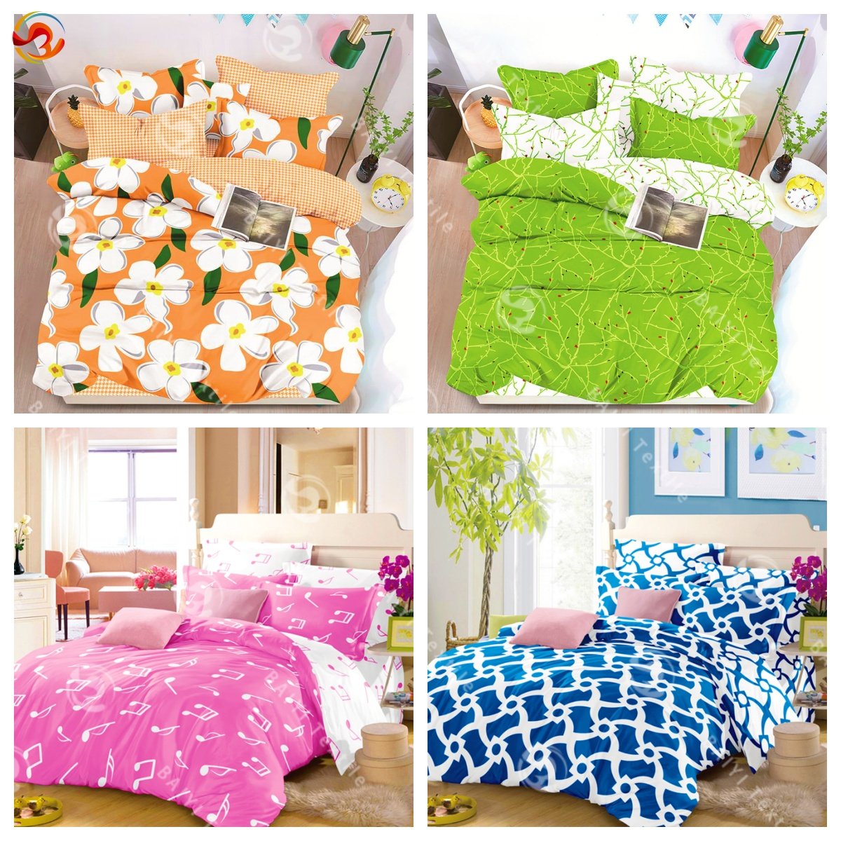 Wholesale king size Two bed Sheet and Two Pillowcases complete cotton bed sheets 3 places cotton Drap set
