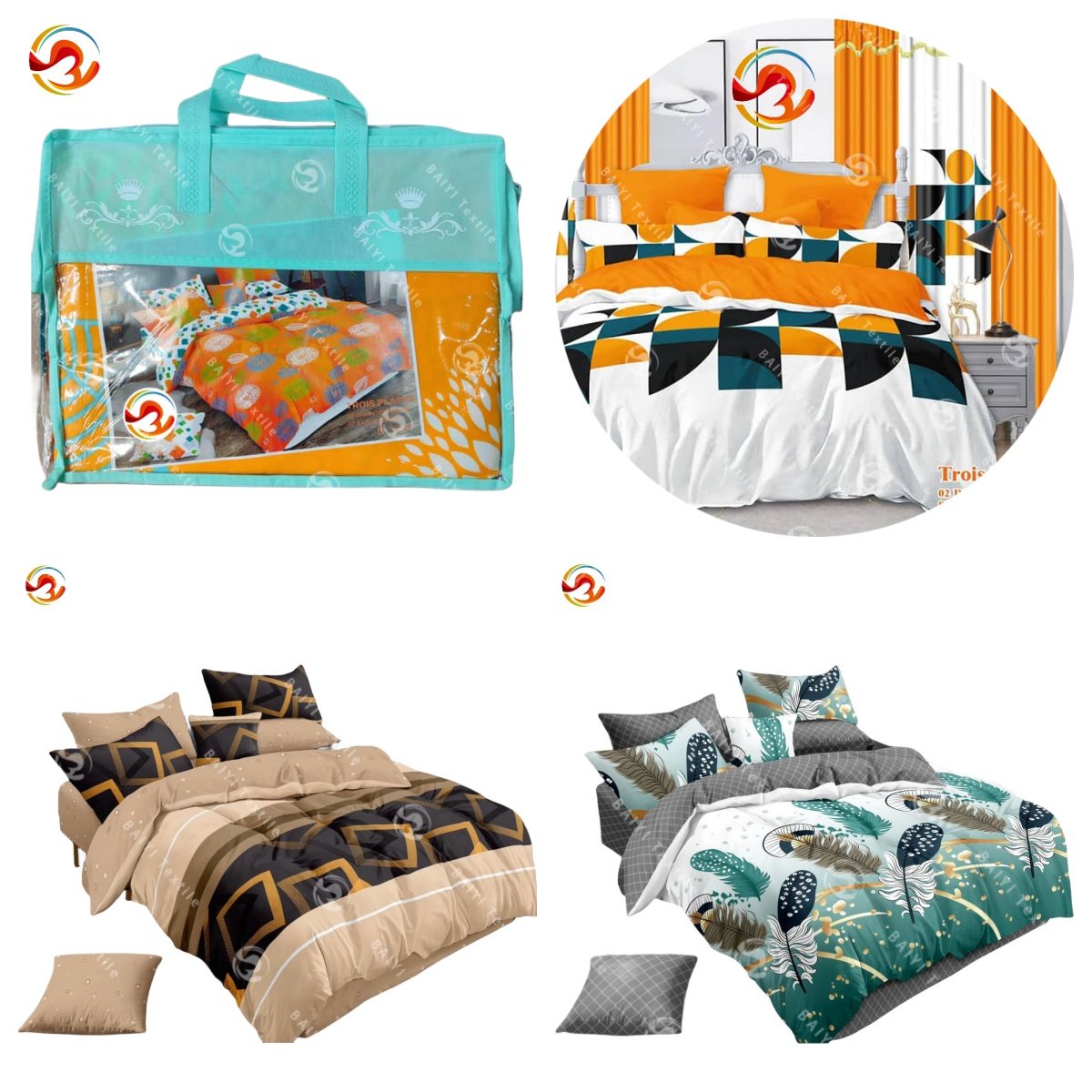 Wholesale king size Two bed Sheet and Two Pillowcases complete cotton bed sheets 3 places cotton Drap set