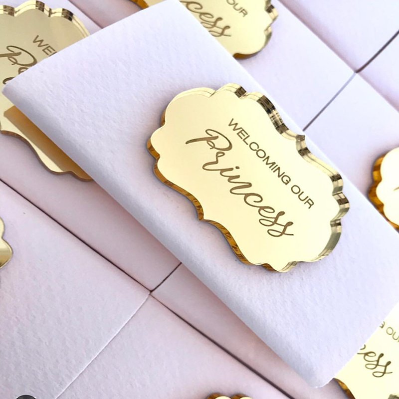 Custom Engraved Gold Mirror Acrylic Wedding Favor Thank You Gift Tags Acrylic Card and name place cards