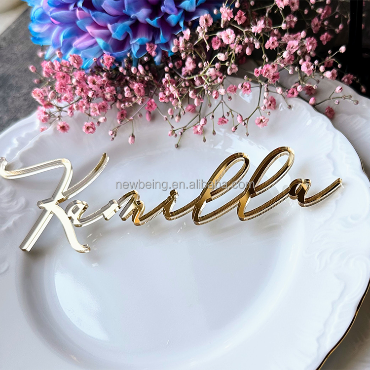 Personalised Acrylic Wedding Party Place Names - Luxury Custom Wedding Decor