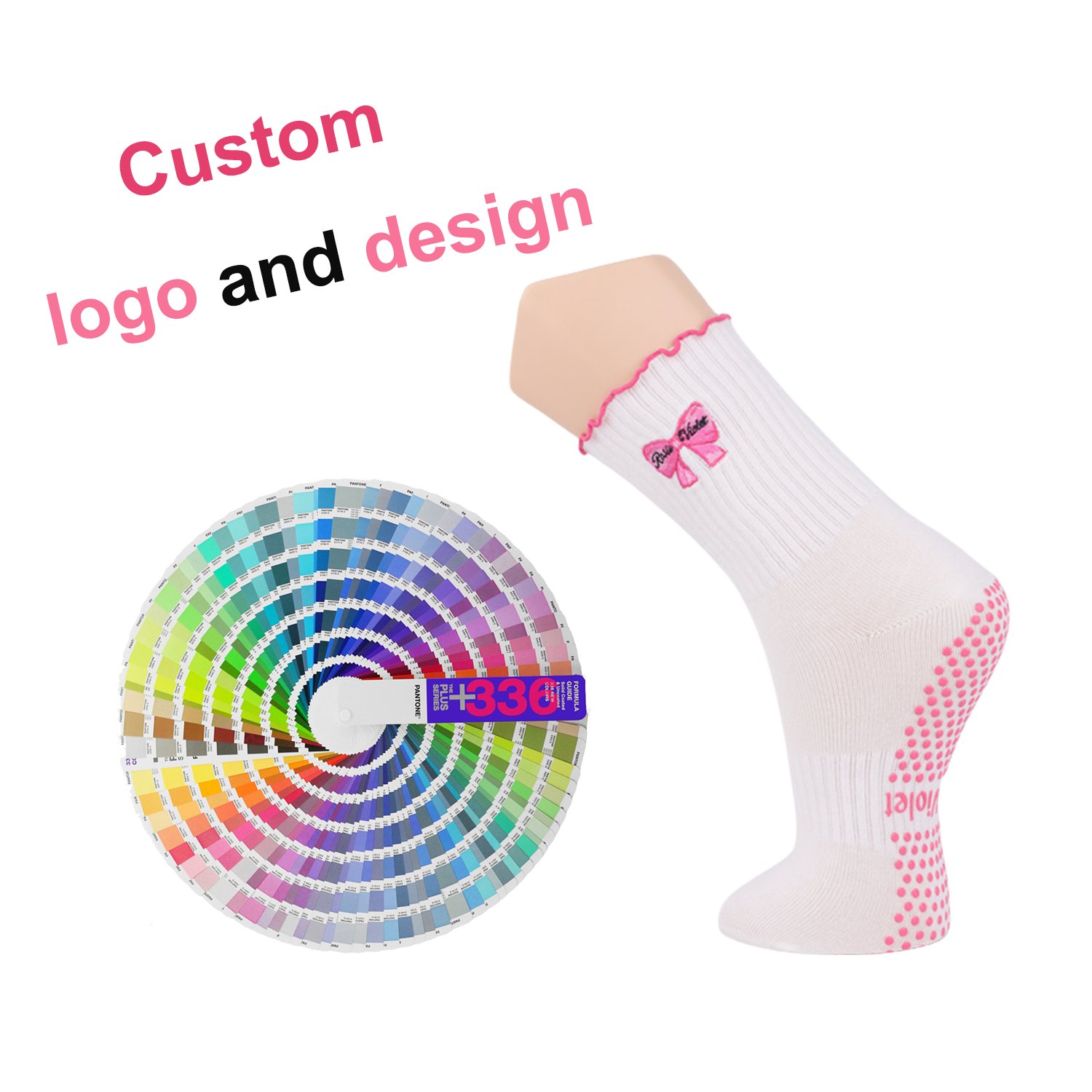 Wholesale High Quality Custom Embroidery Logo Cotton Sports Soccer Socks Anti Slip Grip Yoga Socks