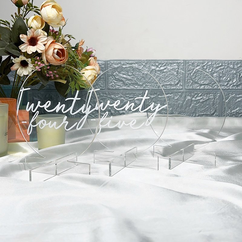 Promotional Round Clear Acrylic Table Numbers Wedding Centerpieces & Place Cards & Table Numbers For Wedding Reception