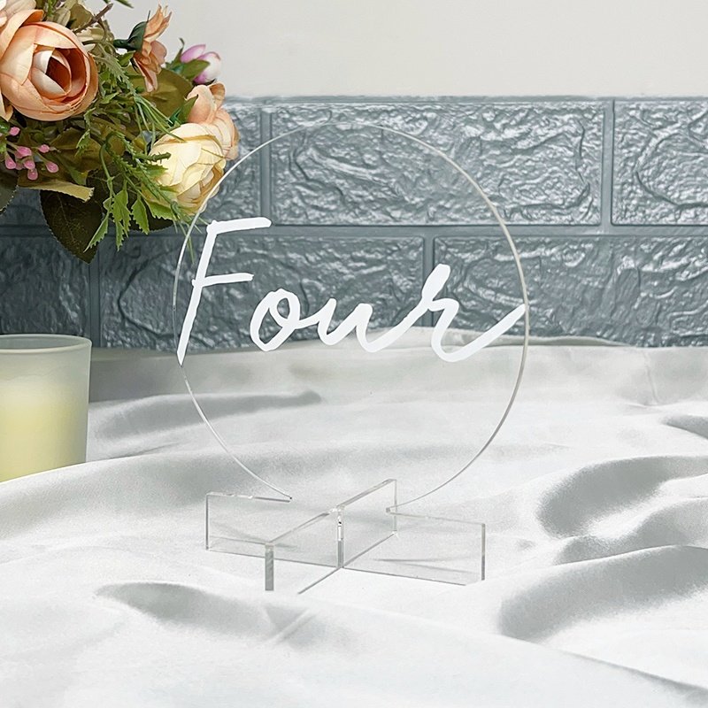 Promotional Round Clear Acrylic Table Numbers Wedding Centerpieces & Place Cards & Table Numbers For Wedding Reception