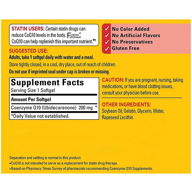 Dietary Supplement Co Q-10 Quality Vitamins 80 Rapid Release Softgels Helps Support Heart Function
