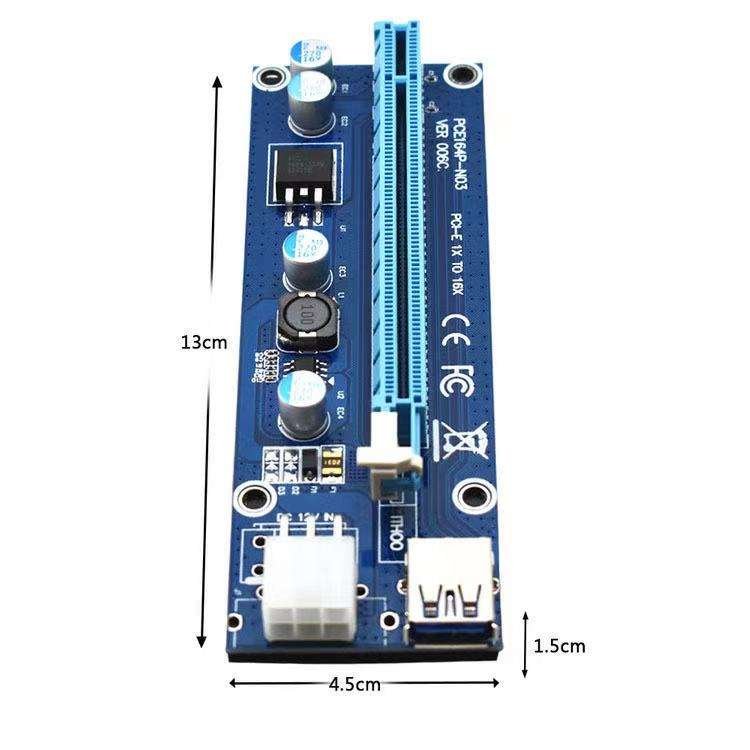 1x To 16x 1 To 4 Usb 3.0 Slot Multiplier Hub Adapter Express Riser Card