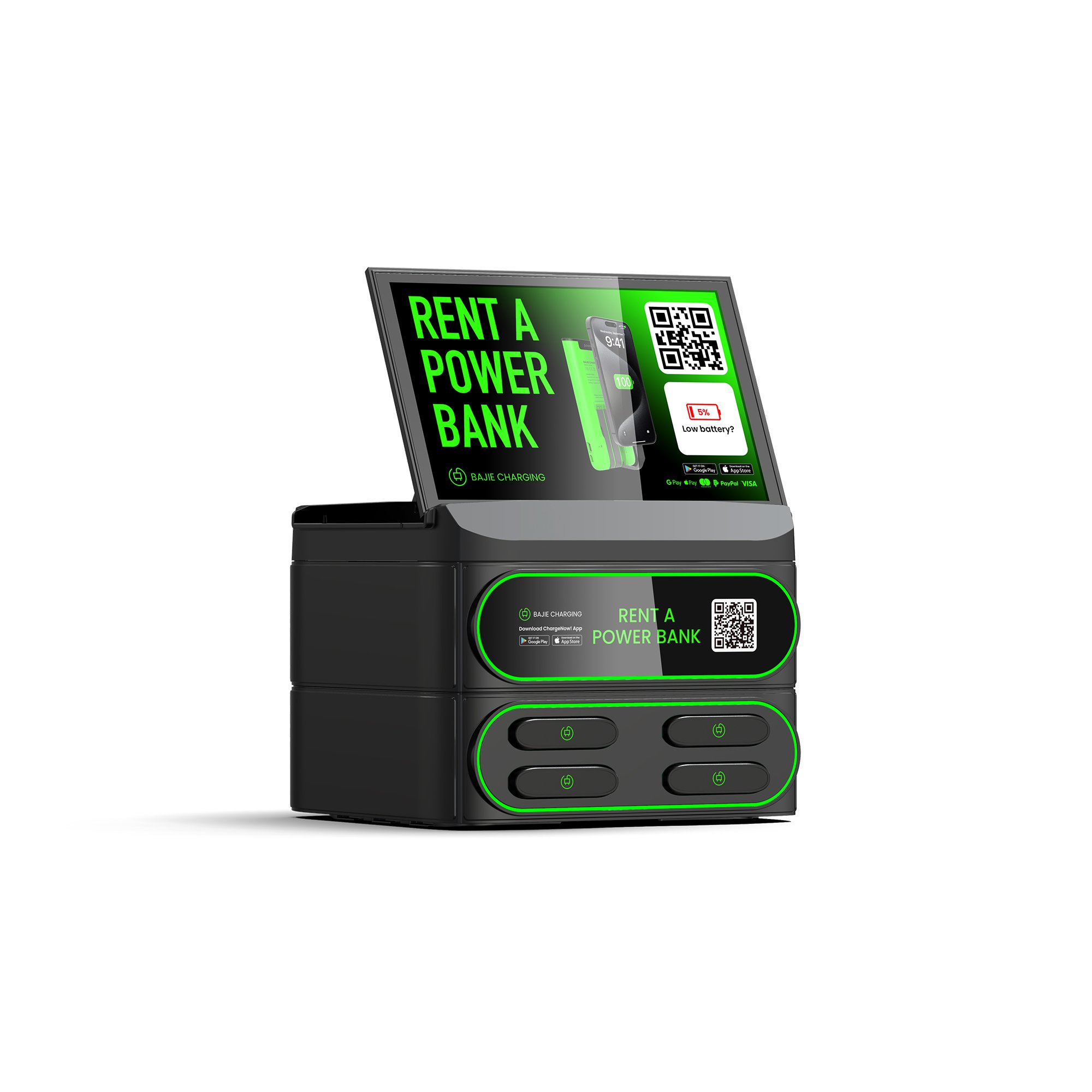 4 Slots stackable Mobile Phone Portable Charger Shared Power Bank Rental Charging Station with Screen