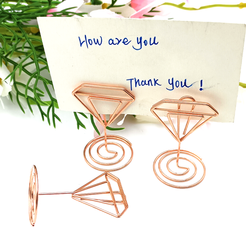 Classic 8.5 cm Metal Wire Photo Holder with Diamond Shaped Spiral Design for Stationery Use-Table Number Place Card Memo Note