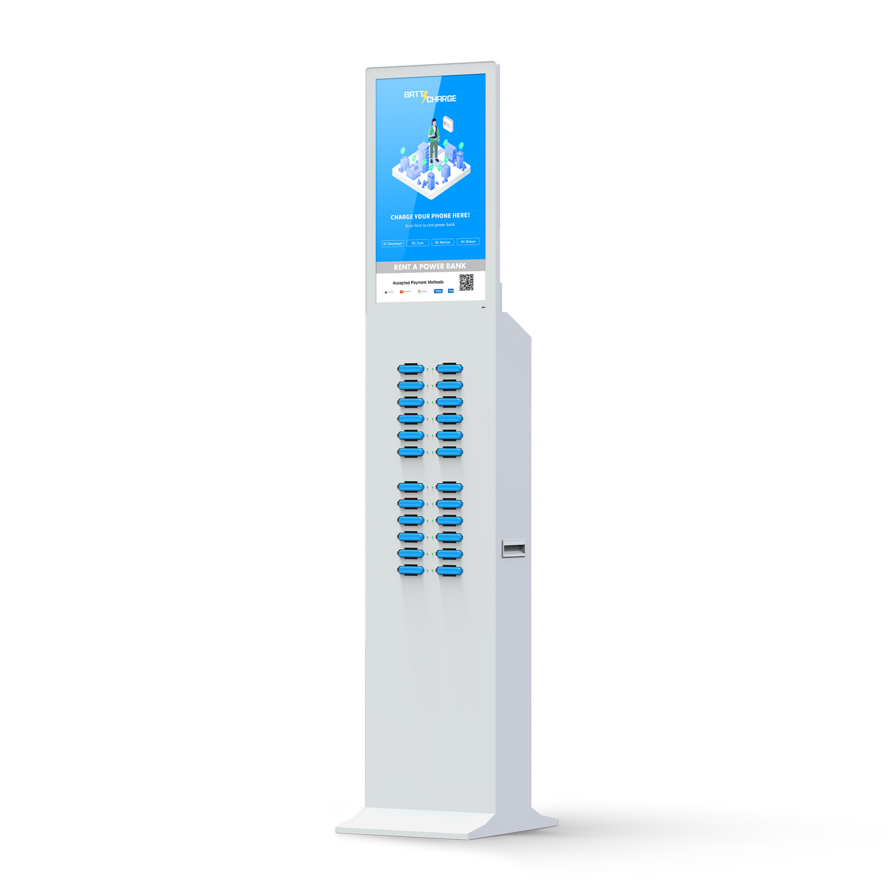 airport cell phone charging stations sharing power bank 48 slots battery vending machine portable charger rental kisok