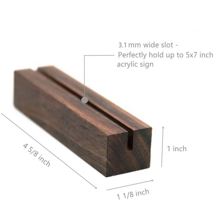 Rustic Acrylic Sign Holders Walnut Wood Table Numbers Display Stands Place Card Holder