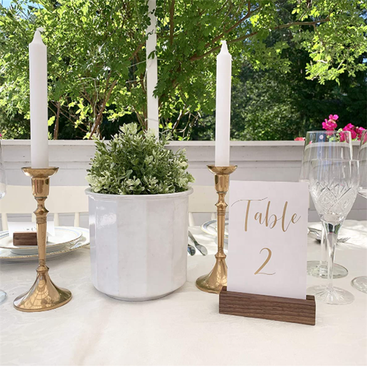 Rustic Acrylic Sign Holders Walnut Wood Table Numbers Display Stands Place Card Holder
