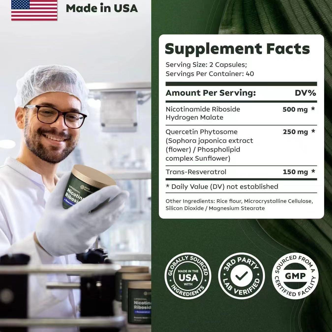 80 capsules bag packing private label nad supplement nad capsules bulk nicotinamide riboside chloride nicotinamide riboside