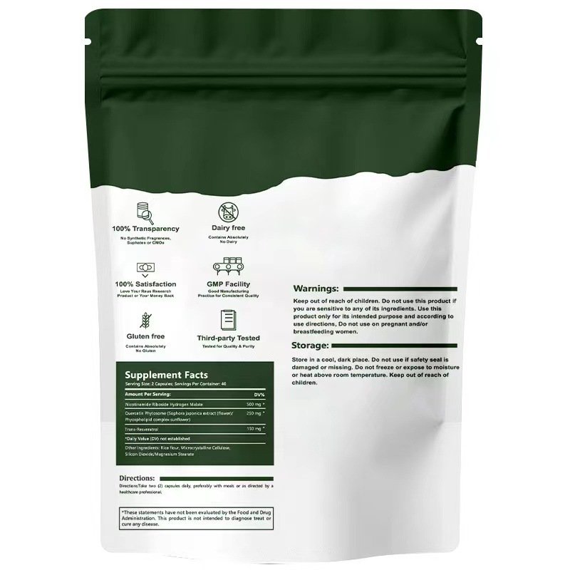 80 capsules bag packing private label nad supplement nad capsules bulk nicotinamide riboside chloride nicotinamide riboside