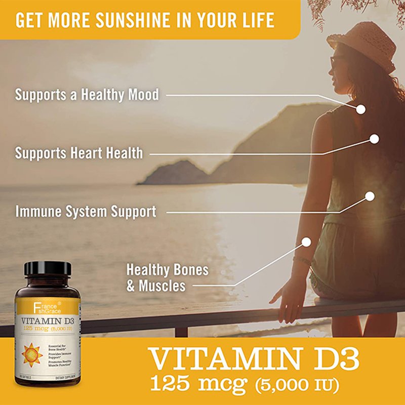 Vitamin D3 Supplement softgels Healthy Bones Teeth Heart Immune Support Non-GMO Gluten-Free Soy Free 360 Count