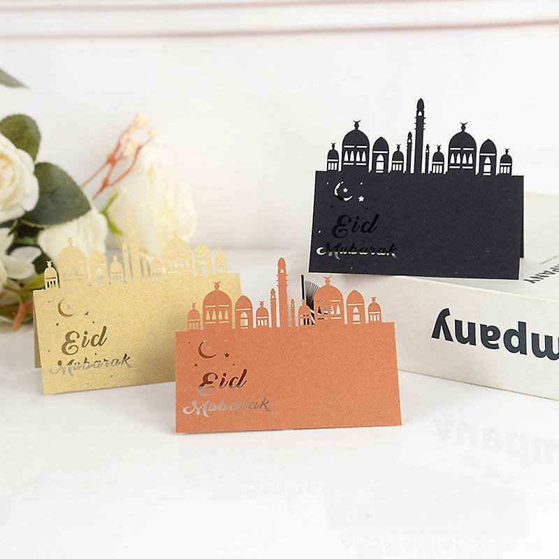 HIPIE Eid Mubarak Postcard Gold Colour Seat Number Place Name Card for Ramadan Party Table Setting Decoration Supplies