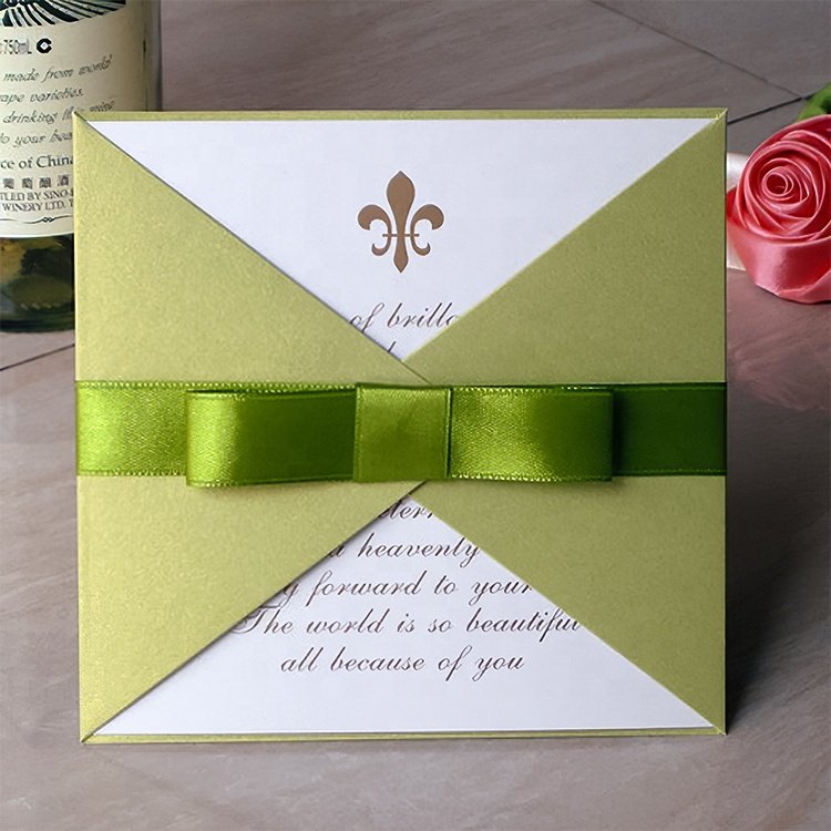 Vietnam Factory Custom Designs Blank Elegant Luxury Wedding Invitation Birthday Blue Paper Greeting Cards