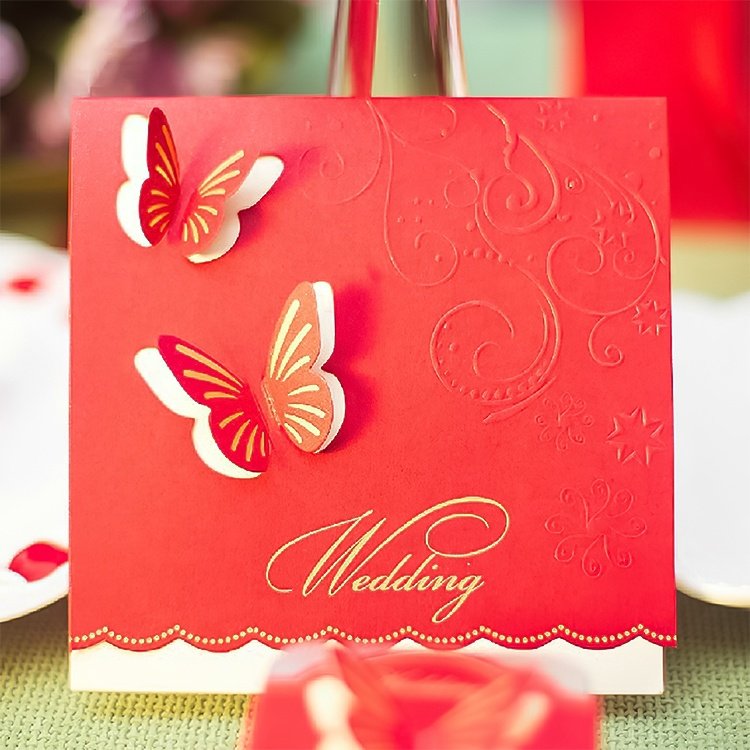 Vietnam Factory Custom Designs Blank Elegant Luxury Wedding Invitation Birthday Blue Paper Greeting Cards