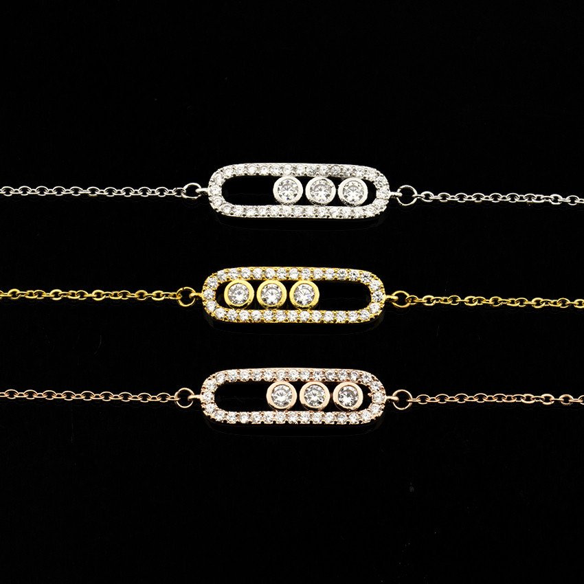 Hot Sale Movable Diamond Water Drop Pendant Necklace Stainless Steel Fashion Jewelry for Women