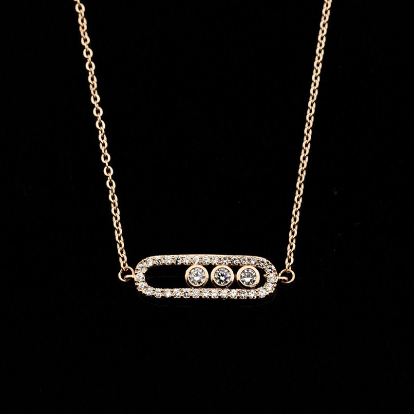 Hot Sale Movable Diamond Water Drop Pendant Necklace Stainless Steel Fashion Jewelry for Women