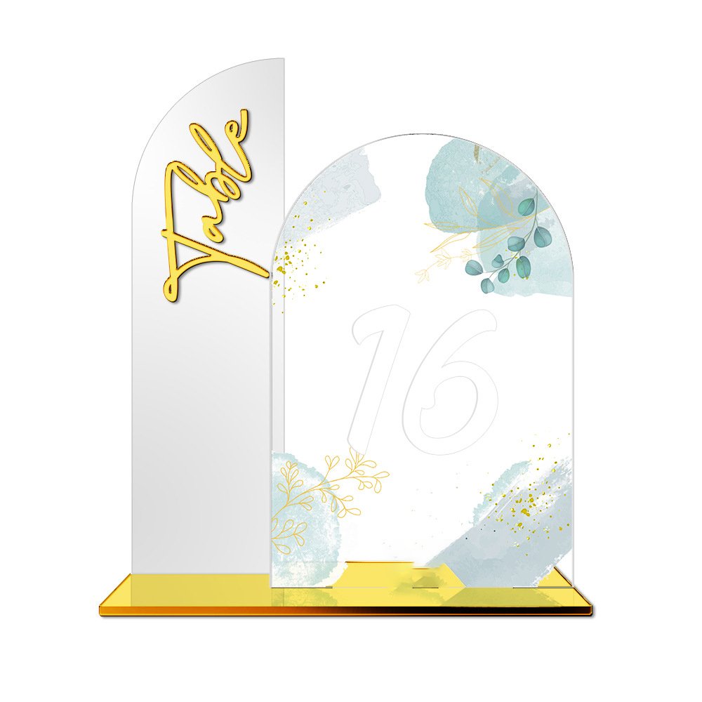 Gaojian New European American Acrylic Arched Table Numbers Sign Acrylic Place Card Table Numbers For Wedding Hotel Reception