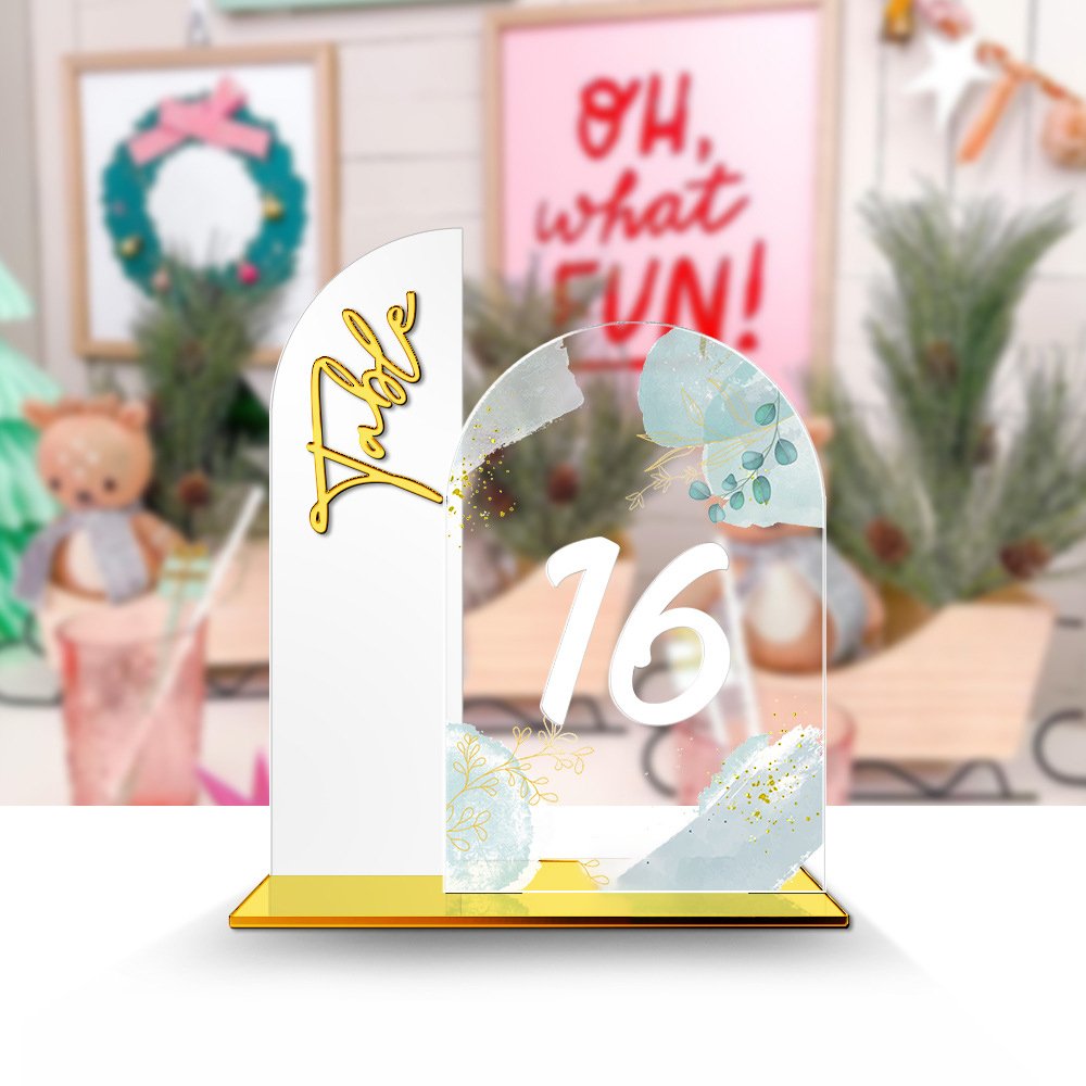 Gaojian New European American Acrylic Arched Table Numbers Sign Acrylic Place Card Table Numbers For Wedding Hotel Reception