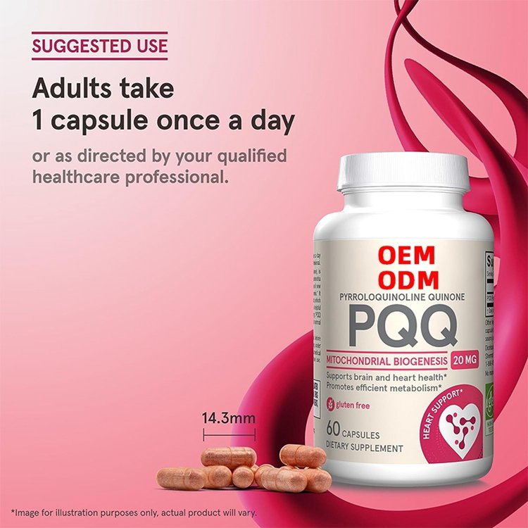 PQQ 20 mg 60 Capsules PQQ Dietary Supplement Gluten Free for Brain Heart Health & Cognitive Function